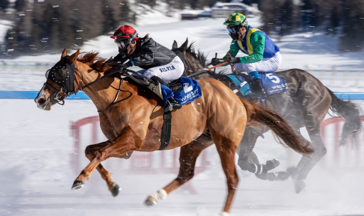 White Turf Horseriding Race at the luxury winter resort St. Moritz, Switzerland